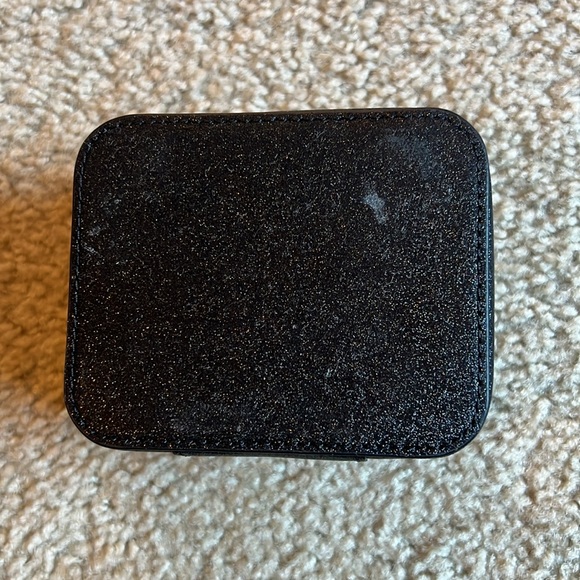 Kate Spade travel jewelry case black glitter zipper earrings ring travel - Picture 4 of 7